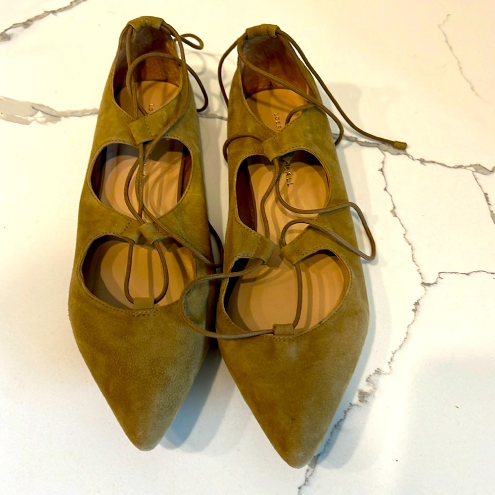 LOEFFLER RANDALL lace up suede flats, 9.5